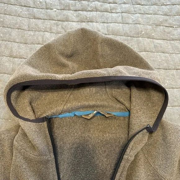 The North Face Grey Hooded Fleece with Bright Blue Logo - Picture 3 of 6